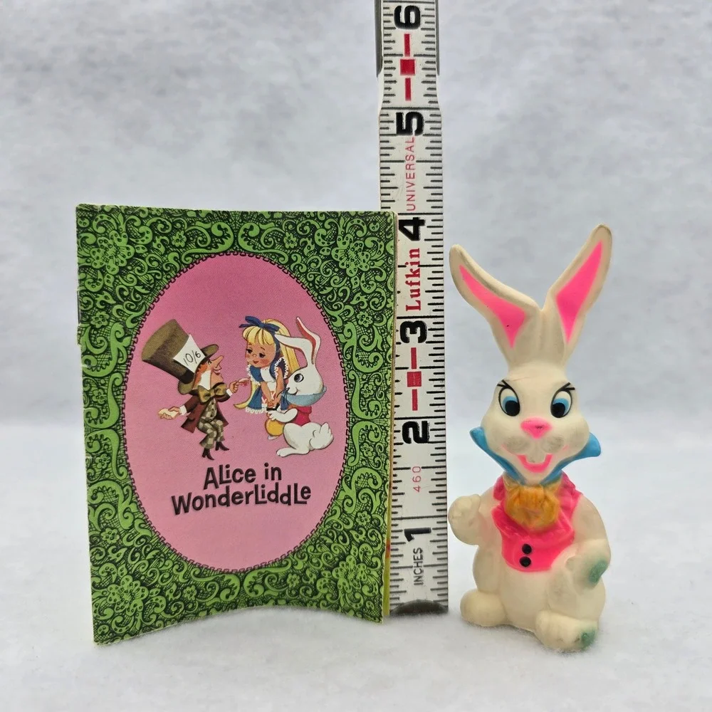 Vintage 1967 Mattel Liddle Kiddles Alice in WonderLiddle White Rabbit & Book